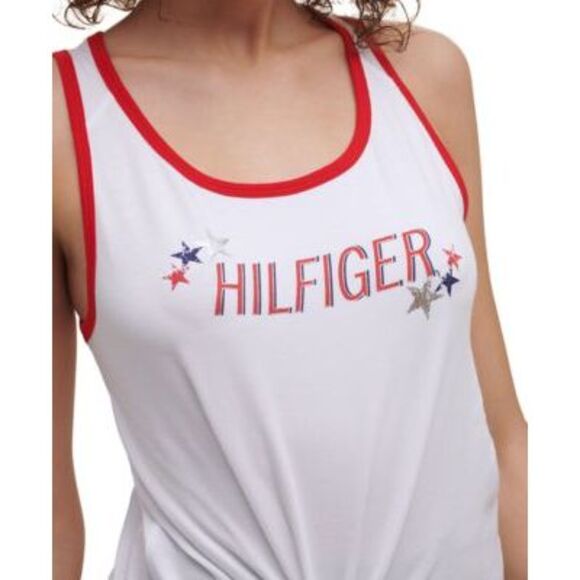 TOMMY HILFIGER SPORT Womens Knotted Front Hem Sleeveless Active Wear Tank Top - Picture 3 of 3